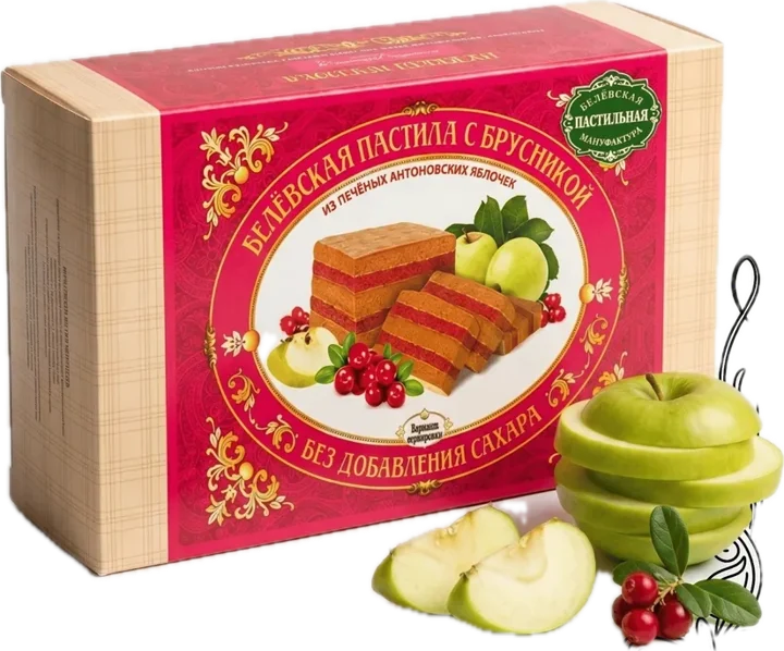 Белёвская пастила с брусникой без сахара, 180 г